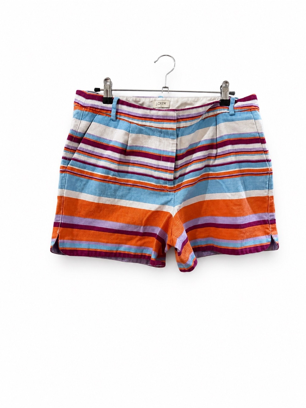 J.Crew Striped Tailored Shorts Size 12 Linen Blend Coastal Preppy 5” Inseam